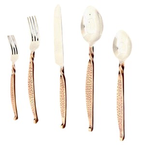 Juego de cubiertos de acero inoxidable chapado en oro de alta calidad, vajilla con acabado espejo para bodas, hoteles y restaurantes. - Product Image 3
