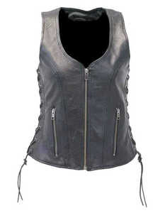 Chaleco de Cuero Genuino para Mujer, Estilo Motero, Ligero, Duradero, Cómodo y Moderno - Product Image 1