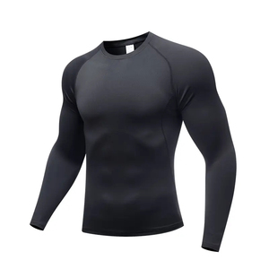 Men's Long Sleeve Compression Shirt Black Slim Fit Quick Dry Sporty O-Neck Base <b>Layer</b> Top men baseball compression inner shirt - Product Image 1