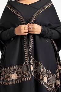 Luxury Women Kashmiri Pashmina Black Floral Shawl Winter Warm Ethnic Embroidered Wrap Dupatta Stole Scarf Wholesales Supply - Product Image 3