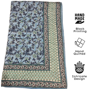 Premium Artisanal Pigment Printed Reversible 100% Cotton <b>Quilt</b> Set Eco-Friendly Durable Filling Vintage Floral Design Hotel - Product Image 3