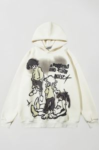 Sudadera urbana para hombre con capucha, estampado gráfico, corte holgado, bolsillo canguro, estilo hip hop - Product Image 2