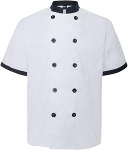 Uniformes de chef personnalisés unisexes en polyester et mousseline, fermeture à boutons, vêtements de travail professionnels pour restaurant, chemise à manches courtes - Product Image 4