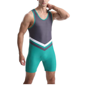 Singlet de Lucha Unisex Verde y Gris, Ajustado, de Spandex, Absorbente de Humedad, Elástico, Ropa Deportiva de Combate, Talla Adulto, 100% Poliéster - Product Image 2