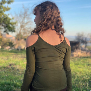 Open Shoulder Long Sleeve <b>Top</b> in Cotton Blend Lightweight Fairy-Inspired Boho <b>Festival</b> Clothing Comfortable Bohemian Style Shirt - Product Image 2