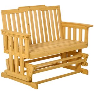 Dondolo da Giardino a 2 Posti con Design ad Asciugatura Rapida e Braccioli Allargati, Sedia a Dondolo in Legno per Giardino e Cortile - Product Image 1