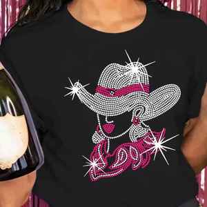 Camiseta de Mujer con Pedrería, Diseño Moderno, Buena Calidad y Transpirable, Precio de Oferta, Nueva Llegada, Precio Bajo - Product Image 1