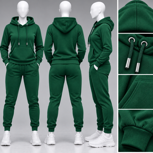 Ensemble de survêtement personnalisé pour femme, 2 pièces, en molleton premium, comprenant un sweat à capuche et un pantalon de jogging, modèle vierge, OEM - Product Image 1