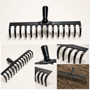 Tête de râteau de jardin robuste à 10, 12, 14 ou 16 dents en acier, accessoire cultivateur pour pelouse, feuilles et sol, idéal pour le jardinage, l'aménagement paysager et l'agriculture - Product Image 4