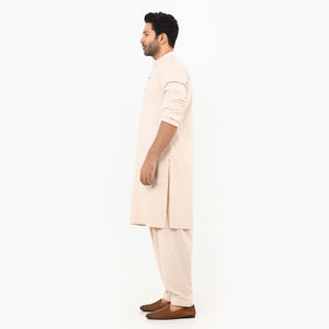 Traje pakistaní para hombre, Shalwar Kameez, transpirable, liso, con bolsillo en el pecho, de algodón, lavable y usable, trajes para hombre. - Product Image 3