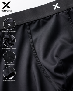 X Sports City <b>Men</b> <b>Compression</b> Wear <b>Shorts</b> Solid Waterproof Elastic Waist Mid Canvas Polyester Spandex Gym MMA Customized OEM/ODM - Product Image 5