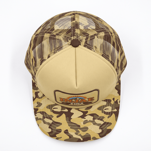 Gorra Trucker de Camuflaje Personalizada, Gorra de Malla de 5 Paneles con Logotipo de Parche Tejido, Gorra de Béisbol Deportiva para Exteriores con Cierre Ajustable, Fabricante de Gorras OEM ODM 2026 - Product Image 4