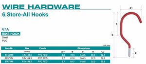 Ganchos de almacenamiento de escalera de garaje de acero y metal personalizados fabricados con revestimiento rojo de PVC para organización de herramientas - Product Image 2