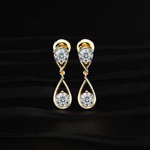 Moissanite Teardrop Dangle Earrings Round Diamond Look Two Tier <b>Drop</b> Earrings 2.40TCW VVS Colorless Bridal Wedding Jewelry Gift - Product Image 2