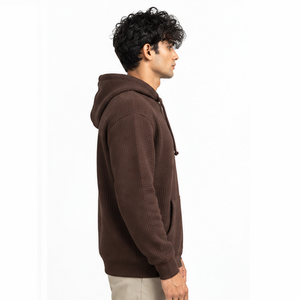Sweat à capuche gaufré pour homme, pull thermique personnalisé à manches longues, décontracté, streetwear d'hiver, vêtements de sport, vente en gros - Product Image 3