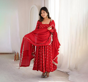 Precio al por Mayor PinkCityBlocks Traje Salwar Tradicional Estilo Anarkali de Georgette para Mujer, Vestido Elegante Indio Pakistaní Exclusivo - Product Image 1