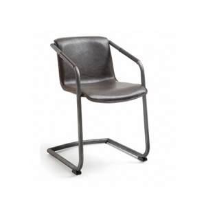 เก้าอี้หุ้มหนังสไตล์มินิมอล เบาะนั่งพนักพิงสูง ขาโลหะ สำหรับห้องรับประทานอาหาร ห้องนั่งเล่น คาเฟ่ บิสโทร เฟอร์นิเจอร์ที่นั่ง - Product Image 1