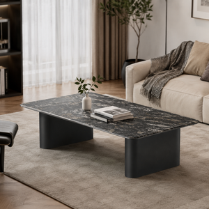 Modern Faux <b>Marble</b> Coffee <b>Table</b> Rectangular Center <b>Table</b> with Heavy Duty Metal Legs for Living Room, Hotel & Lounge Furniture - Product Image 1