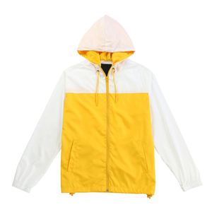 Men's Yellow <b>White</b> Color Block Hooded Zip <b>Waterproof</b> Breathable Windbreaker <b>Jacket</b> Casual Lightweight Spring Outerwear 100% - Product Image 3