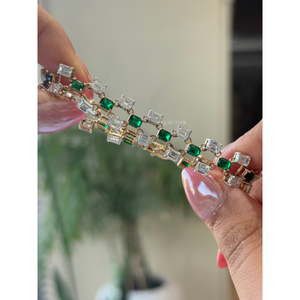 กำไลข้อมือเพชรแล็บโกรว์ทอง 14KT พร้อมมรกต 7.00 กะรัต ดีไซน์เรขาคณิต หรูหรา ระดับไฮเอนด์ สำหรับผู้หญิง ขายส่ง - Product Image 5