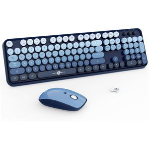 2.4G Full-Sized Wireless Keyboard <b>Mouse</b> Combo Cute Colorful 104 Retro Typewriter Keys with <b>Mouse</b> <b>Mouse</b> Keyboard - Product Image 1