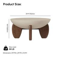 Table basse de salon de style fusion moderne en forme de bol avec pieds en bois massif épais pour la décoration de salon, maison, appartement
