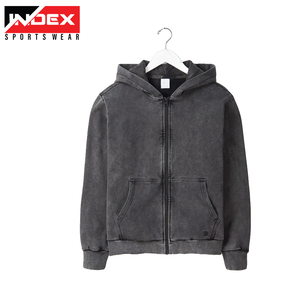 เสื้อฮู้ดซิปผู้ชาย Index Sportswear ผ้าฝ้าย 100% เฟรนช์เทอร์รี่ ล้างสีพื้น สวมใส่สบายๆ สำหรับฤดูใบไม้ร่วง - Product Image 1