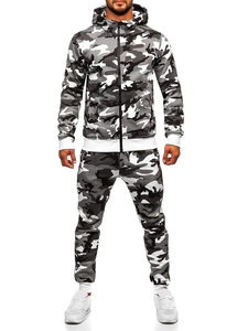2026 Wholesale <b>Men's</b> <b>Camo</b> Printed Winter Hooded Breathable Printed Tracksuit Set Tech Fleece Solid Casual Training Wear - Product Image 4