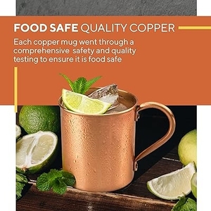 Taza de cobre con acabado brillante, diseño personalizado, hecha a mano, estilo Moscow Mule, con asa de latón para cócteles, de proveedor indio. - Product Image 4