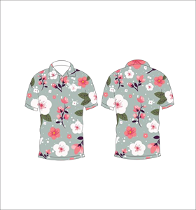 เสื้อโปโลสีเทาลายดอกไม้แบบกำหนดเอง ระบายอากาศได้ดี น้ำหนักเบา เหมาะสำหรับทีมกอล์ฟ แขนสั้น พิมพ์ลายแบบซับลิเมชั่น เสื้อผ้าลำลองสำหรับออกกำลังกาย - Product Image 5