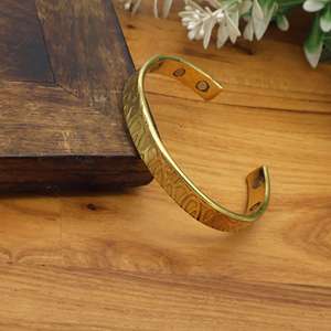 Brass Magnetic Cuff Bracelet Sanskrit <b>Engraved</b> <b>Bangle</b> Spiritual Yoga Bohemian Gold Cuff Unisex - Product Image 3