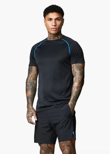 Camiseta Deportiva Negra para Hombre, Cuello Redondo, Manga Corta, para Gimnasio, Entrenamiento, Fitness, 100% Algodón, Secado Rápido, Transpirable - Product Image 4