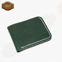 Dompet Lipat Kulit Hijau Premium Buatan Tangan Minimalis Tipis Untuk Pria Bergaya Untuk Penggunaan Sehari-hari Pemasok Grosir