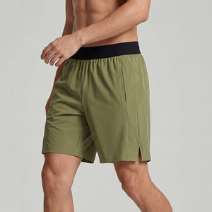 Shorts d'été pour hommes SK, grande taille, couleur unie, double couche, avec cordon de serrage, décontractés, pour l'entraînement, séchage rapide, fitness, yoga, en maille tricotée, avec logo central - Product Image 1