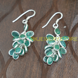 Pendientes Colgantes de Ónix Verde, Plata de Ley 925, Hechos a Mano, Estilo Boho Vintage, Joyería de Piedras Preciosas, Regalo para Ella - Product Image 4