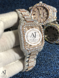 AARVA JEWELS นาฬิกาข้อมือผู้หญิงหรูหราประดับเพชรทรงสี่เหลี่ยม สายสแตนเลส สตีล อะนาล็อก ควอตซ์ 38 มม. กระจกแซฟไฟร์ พร้อมฟังก์ชั่นสำรองพลังงาน 18 มม. - Product Image 4