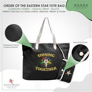 กระเป๋าโท้ทสีดำลาย Black OES Shining Together Order of the Eastern Star Journal Order of the Eastern Star Masonic - Product Image 3