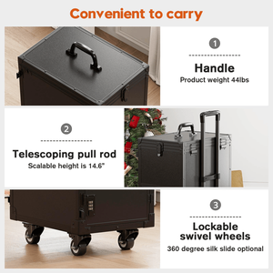 Portable Foldable Nail Desk with Polish Tray Storage Rolling <b>Manicure</b> <b>Table</b> Wheels and Detachable Traveling Nail Case - Product Image 4