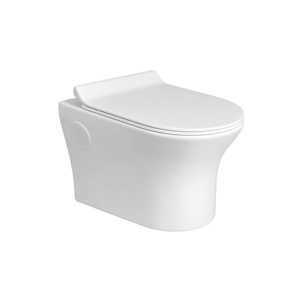 Inodoro suspendido sin borde, de una pieza, con sifón en S y P, tanque oculto, diseño minimalista, taza redonda, de cerámica vitrificada, para baño de lujo. - Product Image 1