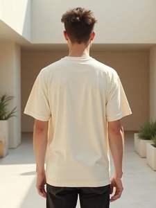 T-shirt homme en coton épais, super lourd 300 g/m², coupe oversize à épaules tombantes, col rond, coupe carrée, respirant - Product Image 3