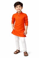 Setelan Kurta Celana Katun Ajaib Anak-Anak Lembut Nyaman Bernapas Etnik Tradisional Pakaian Pesta Santai Bergaya untuk Anak Laki-Laki 1