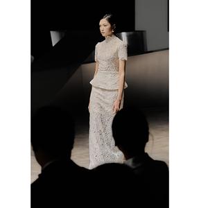 Nueva Tendencia en Faldas para Mujer, Falda ELARA con Encaje Floral, para Todas las Temporadas, Maxi, Estándar, Elegante, con Decoración de Encaje, Color Beige - Product Image 3