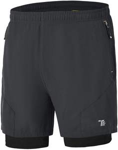 Mid Waist Two-Piece <b>Men's</b> Sports Pants Elastic Breathable Quick Dry Fitness <b>Shorts</b> Casual Marathon Knitted Worsted Sporty - Product Image 1