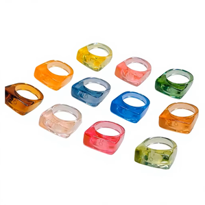 Geometric Acrylic Cocktail <b>Resin</b> <b>Rings</b> in Best Multicolor Unique Stylish Modern Statement Fashion Jewelry Unisex for Parties - Product Image 6