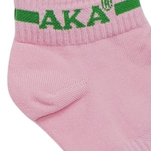 Chaussettes ras du cou pour femme rose et vertes, brodées de lettres grecques, chaussettes de mode en tricot extensible, décontractées, pour le sport et les activités quotidiennes - Product Image 4