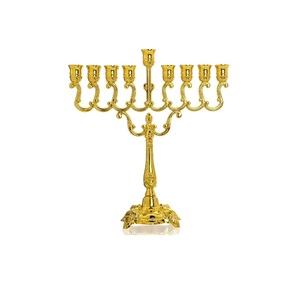 Meilleures ventes : Grande Ménorah robuste à 7 branches en laiton massif doré pour la maison, les mariages et les événements - Product Image 5