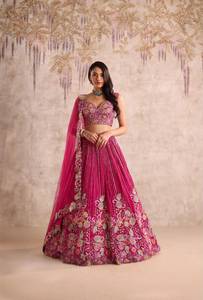 Ensemble Lehenga Choli en soie rose avec broderie Zari lourde, longueur au sol, réversible, tenue de mariage traditionnelle indienne et pakistanaise pour femmes - Product Image 2