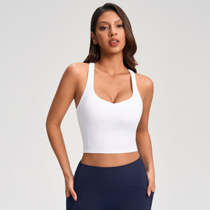 Soutien-gorge de sport pour femme bleu marine à col rond et bretelles convertibles, sans couture, respirant, taille mi-haute, avec short de yoga intégré à l'avant, extensible et actif - Product Image 5