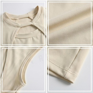Haut de yoga sans manches à col rond, bretelles croisées, design torsadé, respirant, couleur unie, sans couture, vêtements de sport pour femmes - Product Image 4