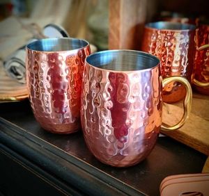 Copper mule beverage mug set for secret garden cocktails hammered finish metal cups durable reusable party mugs - Product Image 3